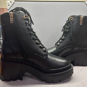 COACH Black Lace-Up Ankle Boots